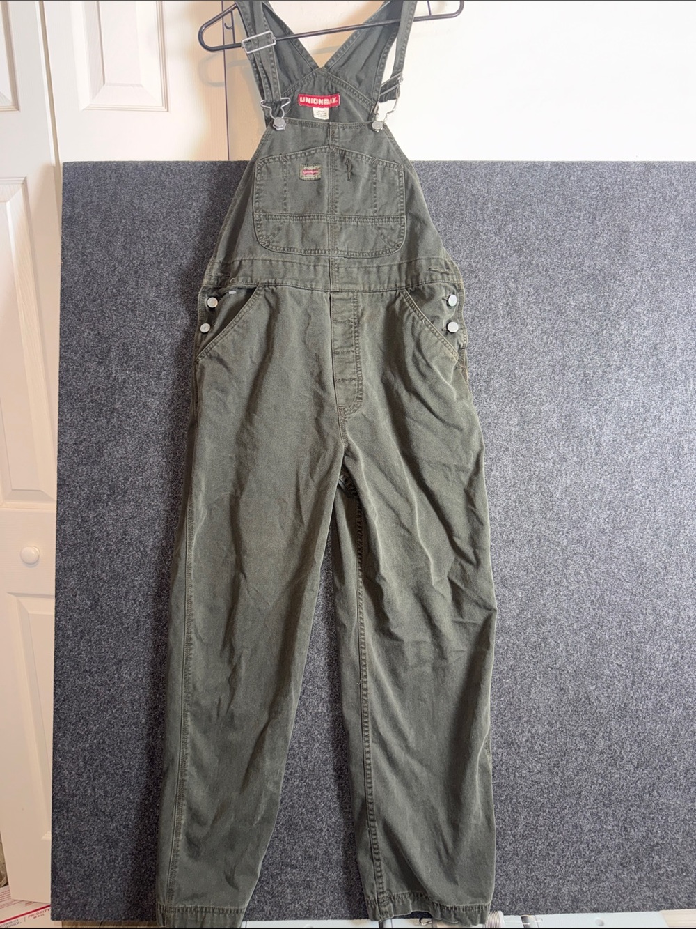 Unionbay Mens Olive Green Cotton Canvas Bib Overalls Workwear Dungarees Medium
